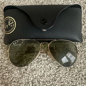 Ray-Ban Gold Aviator Sunglasses with Black Case